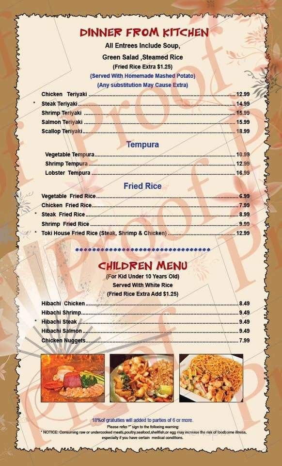 Toki Sushi & Steak House - Barnesville, GA menu_pic