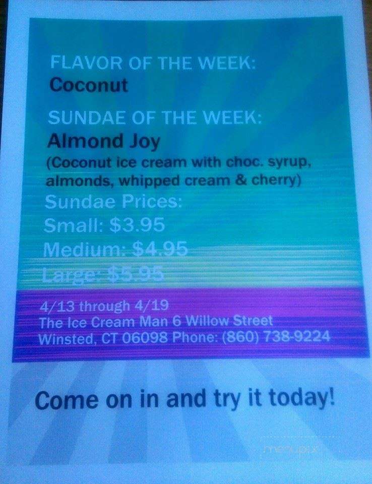 The Ice Cream Man - Winchester, CT menu_pic