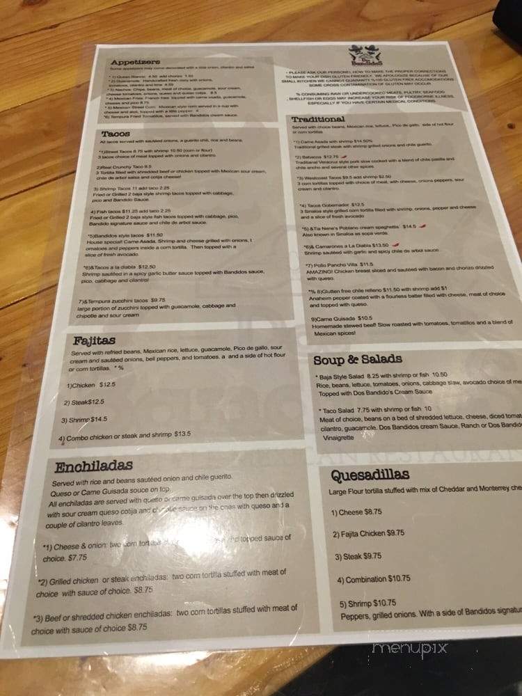 Dos Bandidos - Bixby, OK menu_pic