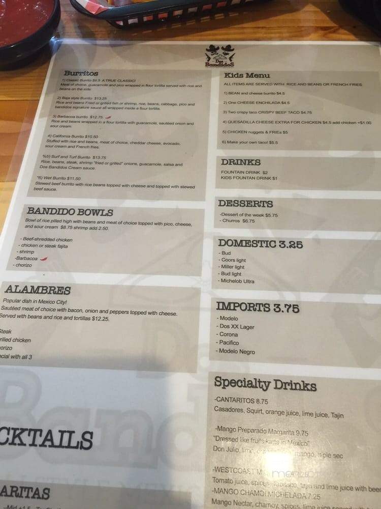 Dos Bandidos - Bixby, OK menu_pic