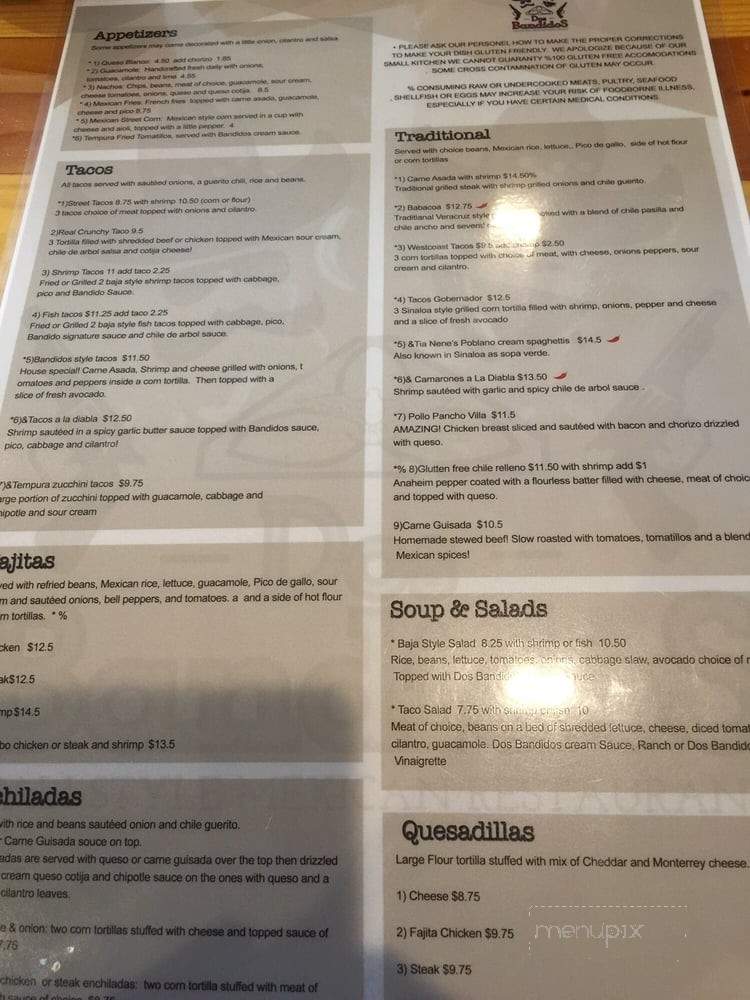 Dos Bandidos - Bixby, OK menu_pic
