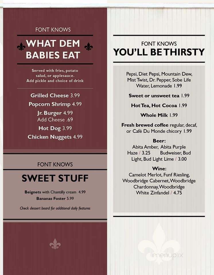 Fontenot's Po'boys - Fulton, MO menu_pic
