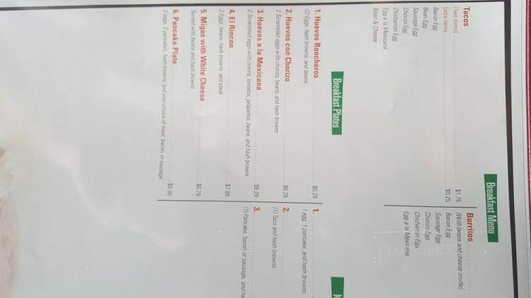 El Rincon Mexican Kitchen - Burnet, TX menu_pic