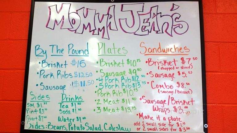 Momma Jean's BBQ - Burnet, TX menu_pic