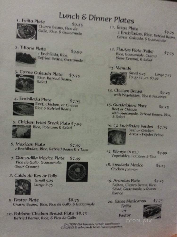 Mexico Grill Restaurant - Kingsville, TX menu_pic