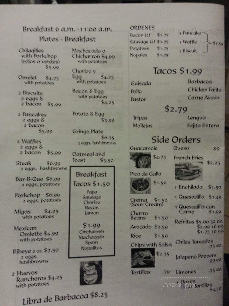 Mexico Grill Restaurant - Kingsville, TX menu_pic