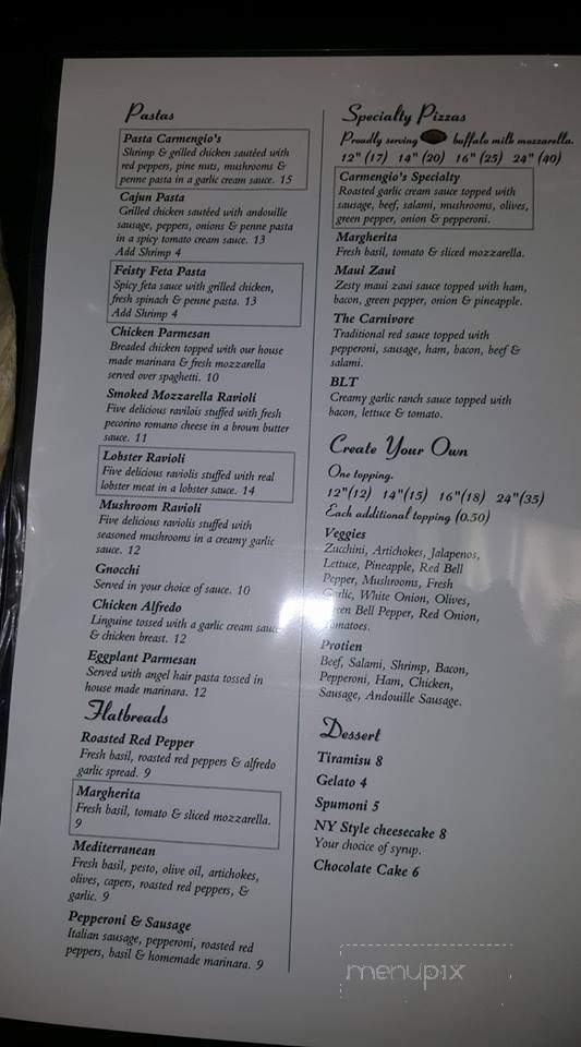 Carmengio's - Richmond, TX menu_pic