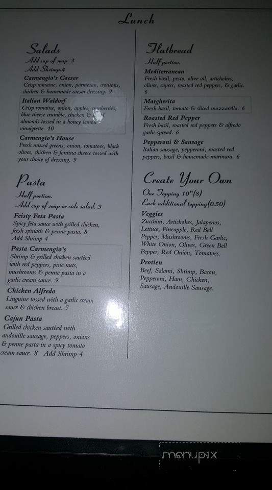 Carmengio's - Richmond, TX menu_pic