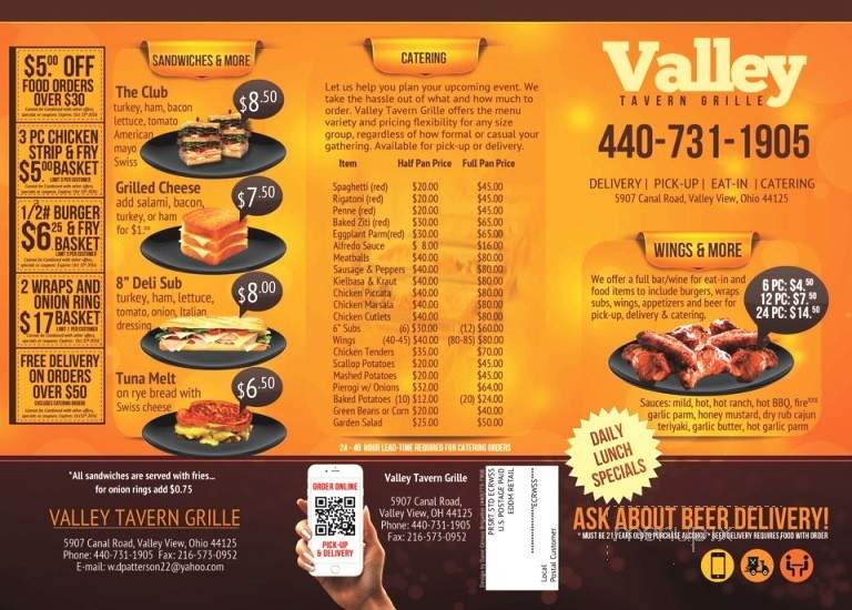 Valley Tavern - Cleveland, OH menu_pic