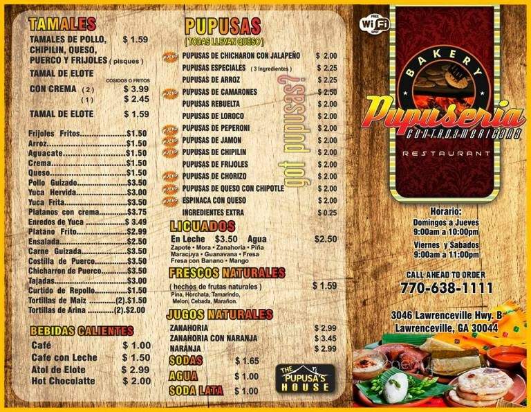 Panaderia Centroamericana - Lawrenceville, GA menu_pic