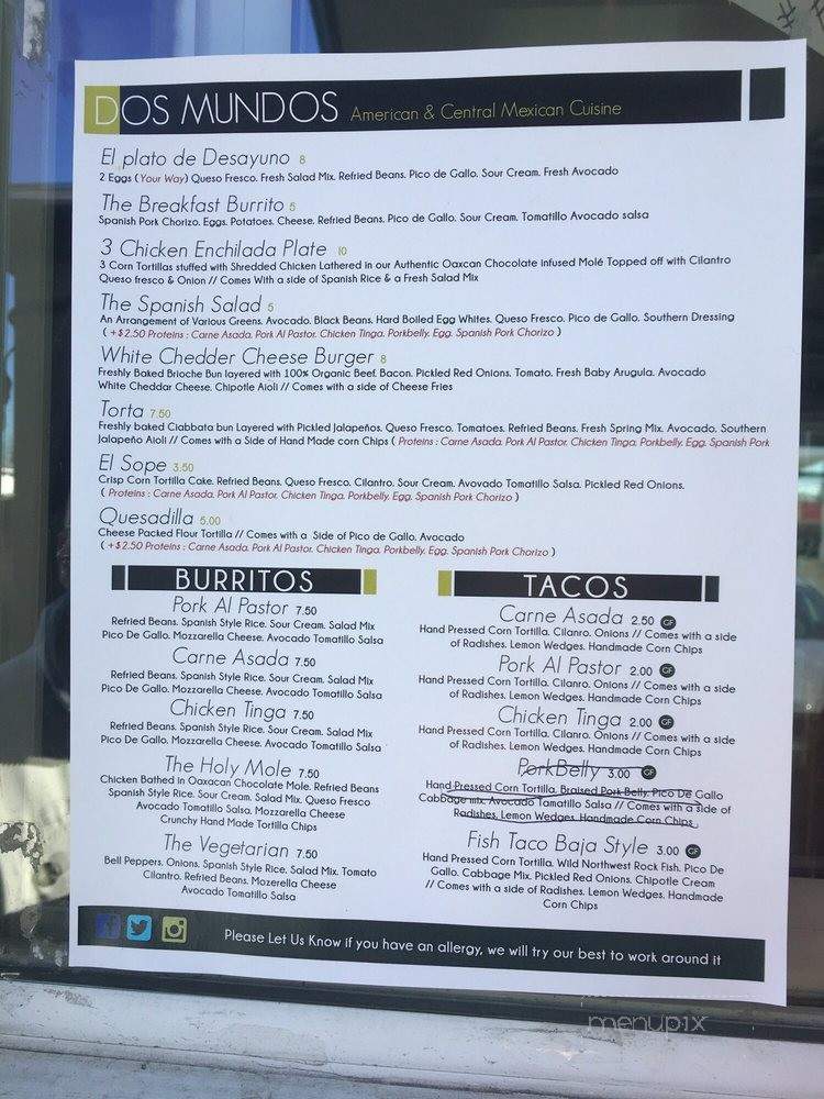 Dos Mundos Food Cart - Newberg, OR menu_pic