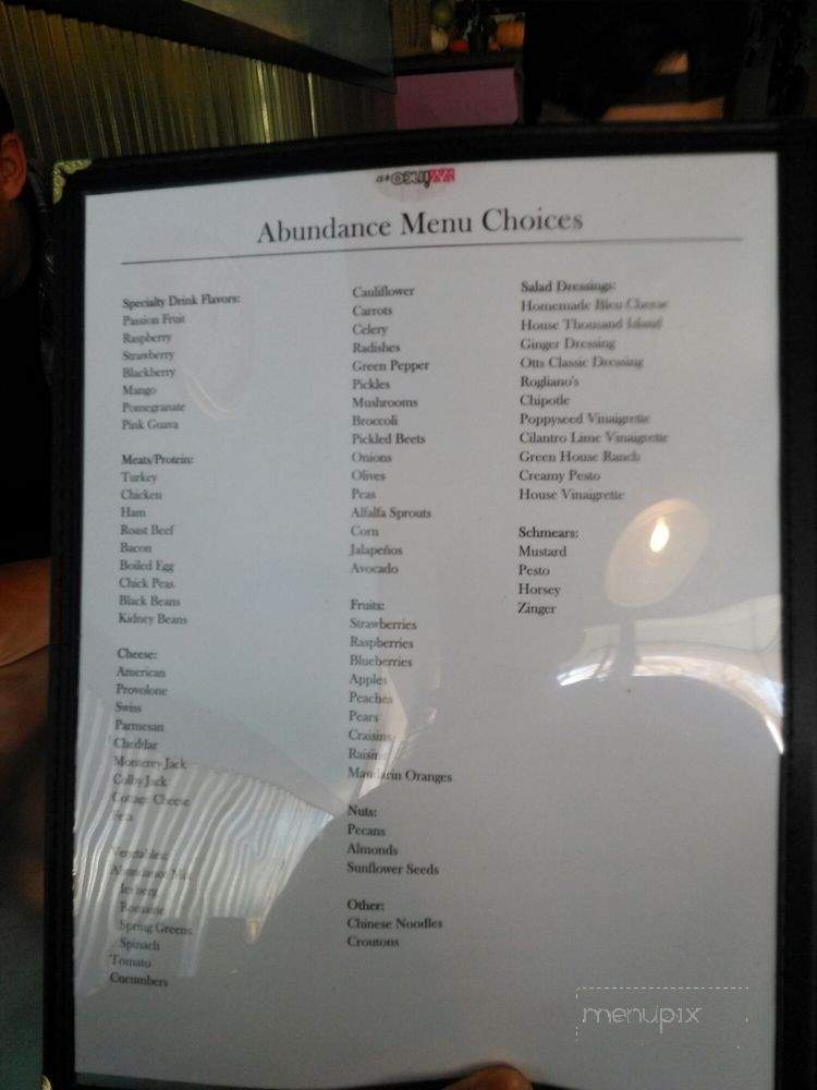 Abundance - Ephraim, UT menu_pic