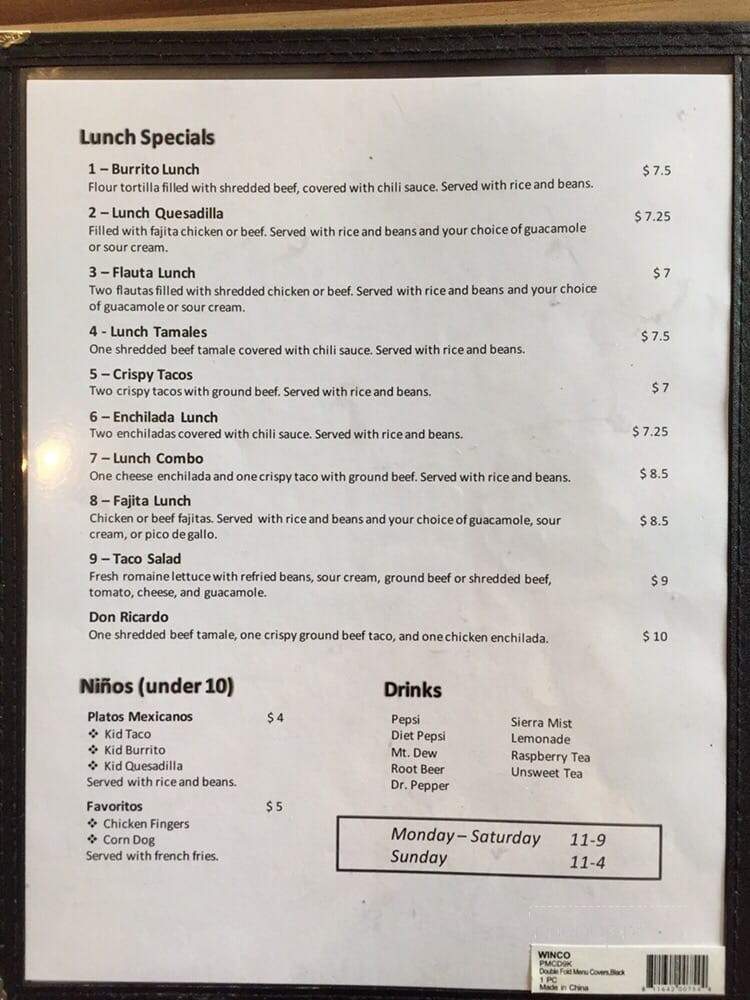 Ricardo's Mexican Kitchen - Warr Acres, OK menu_pic
