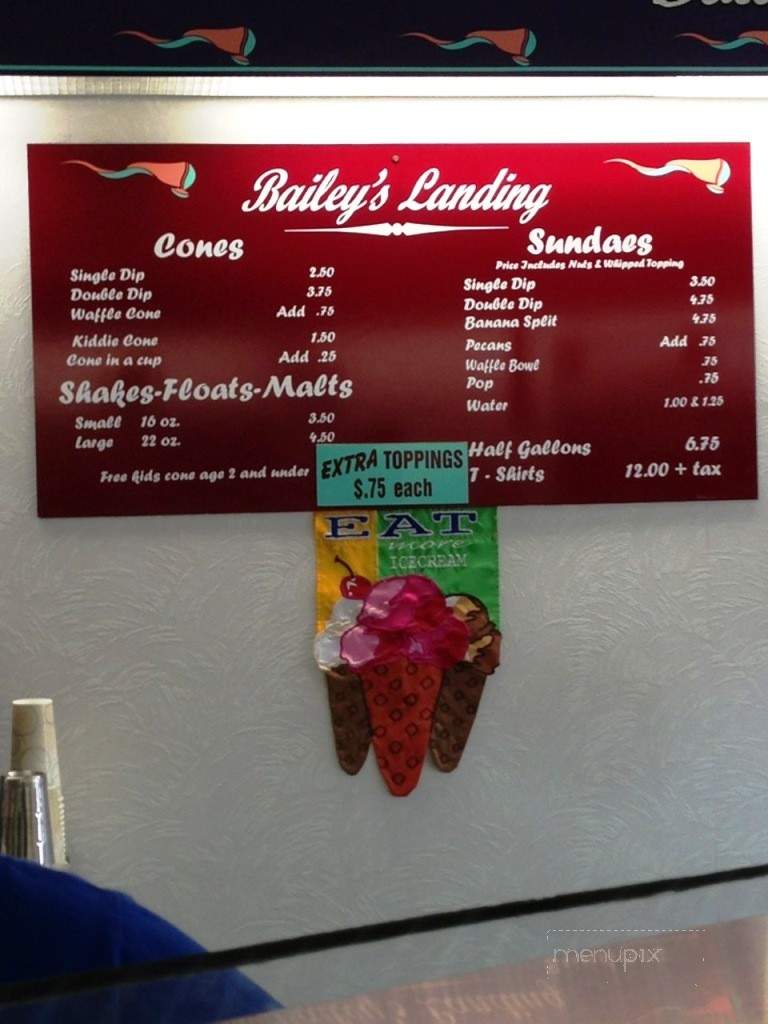 Bailey's Landing Ice Cream - Lakeview, OH menu_pic