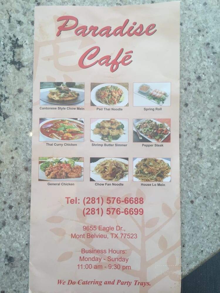 Paradise Cafe - Mont Belvieu, TX menu_pic
