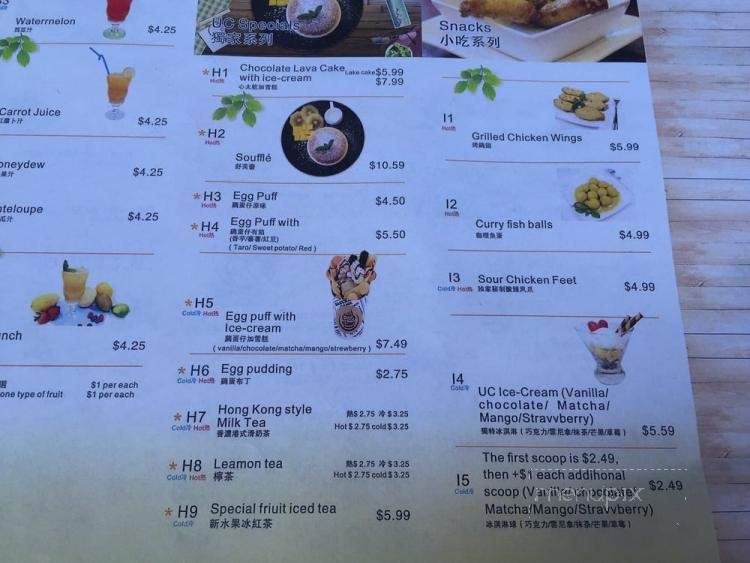 UC Dessert - Oakland, CA menu_pic