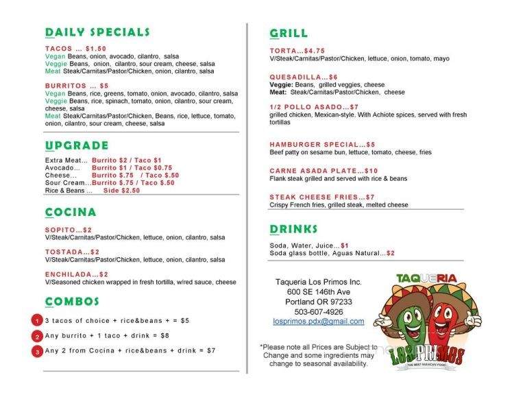 Taqueria Los Primos - Chicago Heights, IL menu_pic