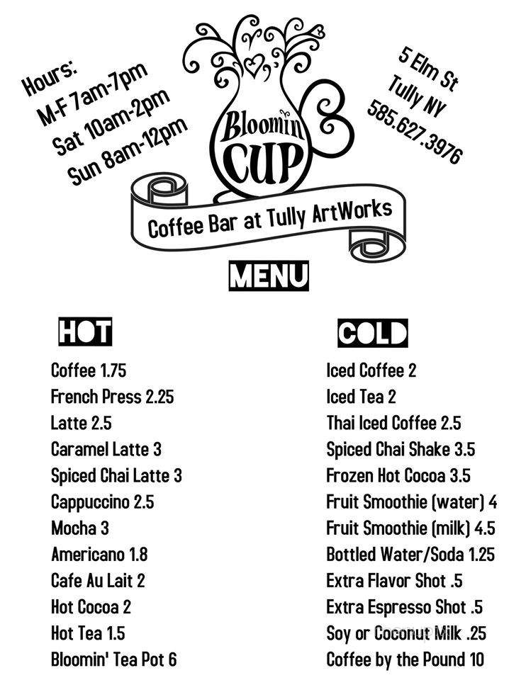 Bloomin' Cup Coffee Bar - Tully, NY menu_pic