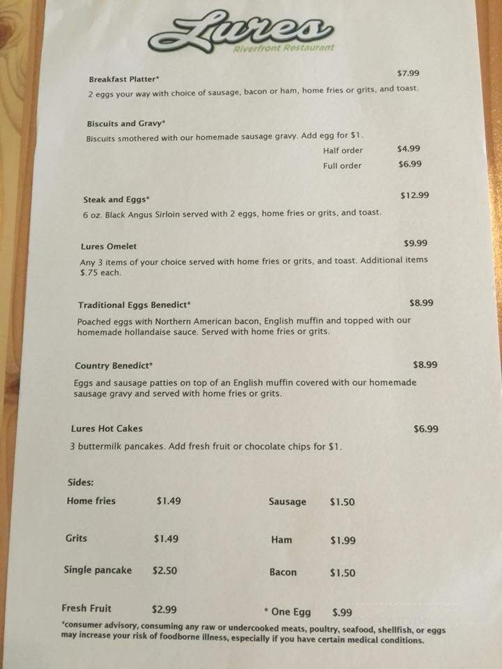Lures Riverfront Restaurant - Jensen Beach, FL menu_pic