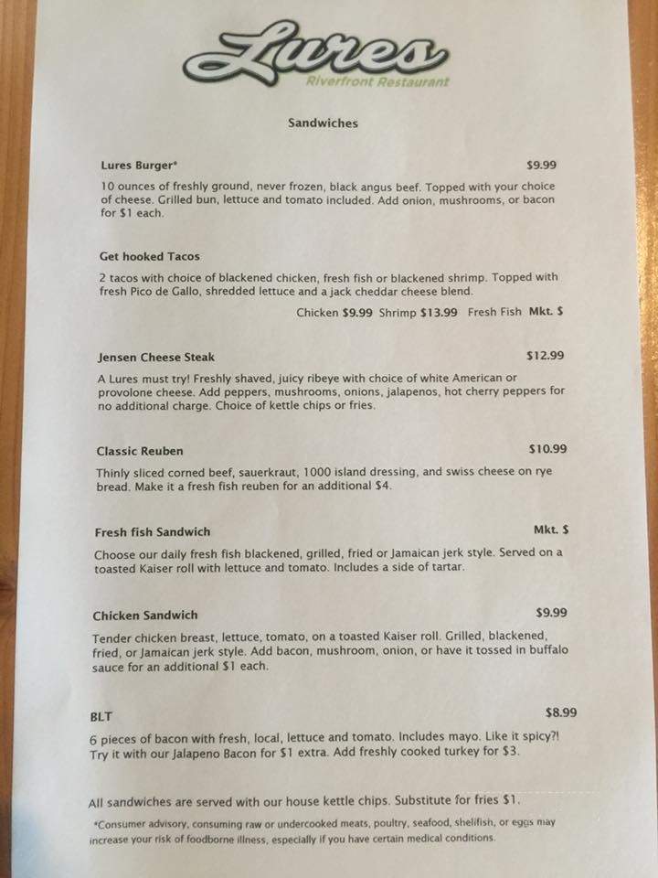Lures Riverfront Restaurant - Jensen Beach, FL menu_pic