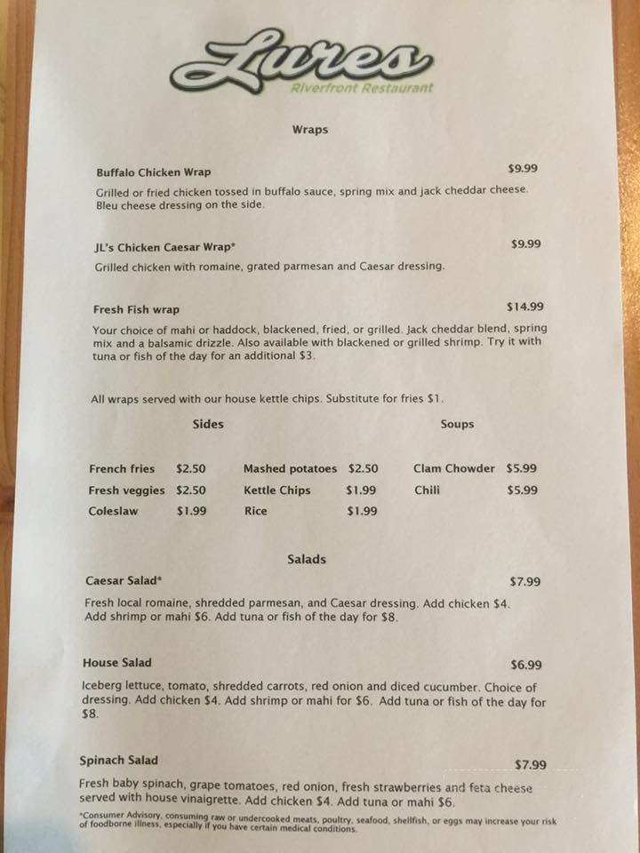 Lures Riverfront Restaurant - Jensen Beach, FL menu_pic