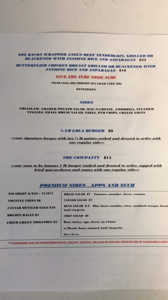 Lola's - Amherst, VA menu_pic