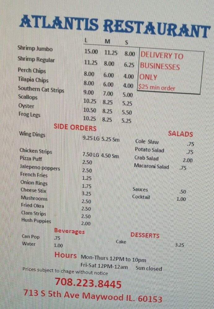 Atlantis Shrimp House - Maywood, IL menu_pic