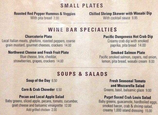 Vintage Washington Wine Bar - SeaTac, WA menu_pic