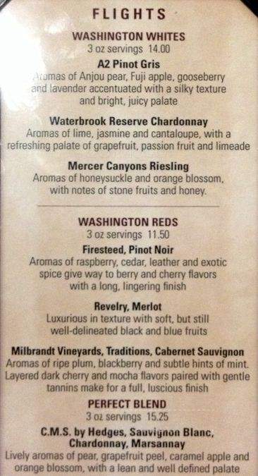 Vintage Washington Wine Bar - SeaTac, WA menu_pic