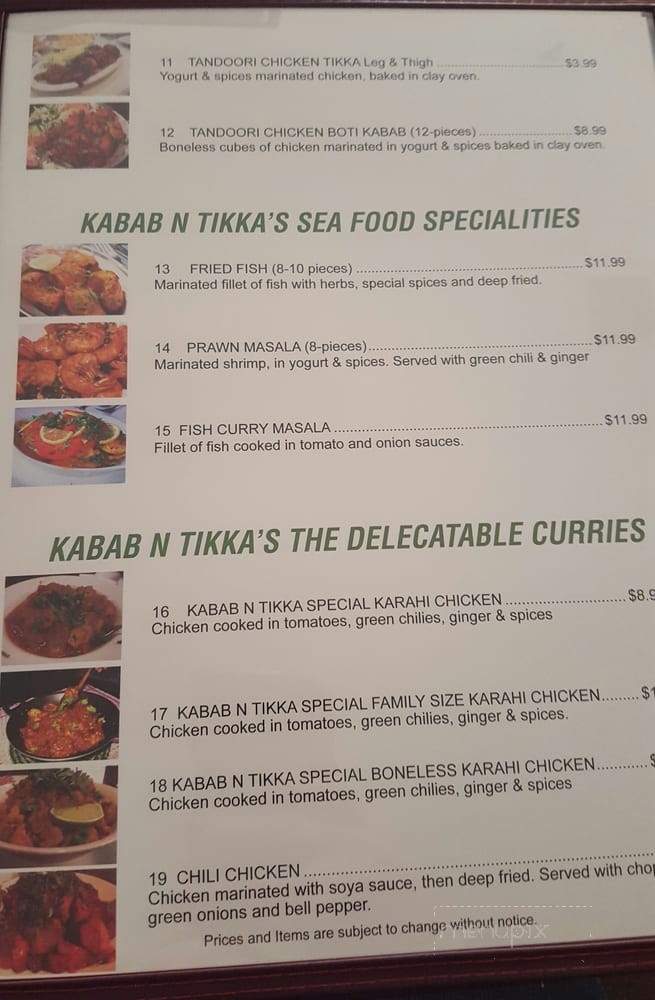 Kabab N Tikka - Citrus Heights, CA menu_pic