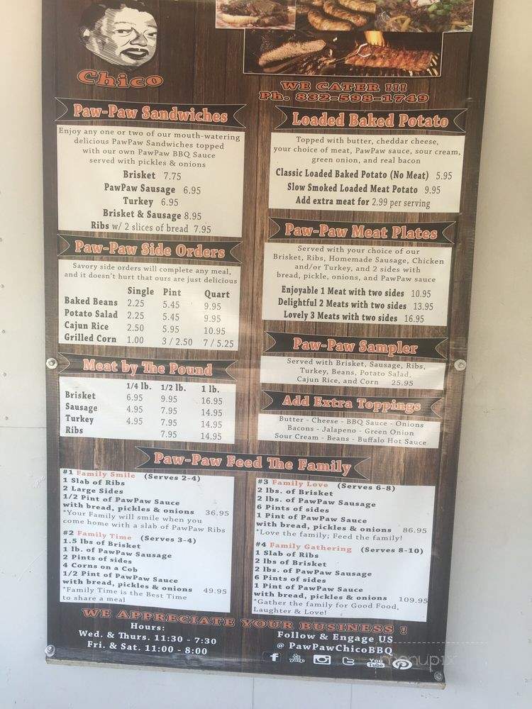 Paw Paw Chico BBQ - Spring, TX menu_pic