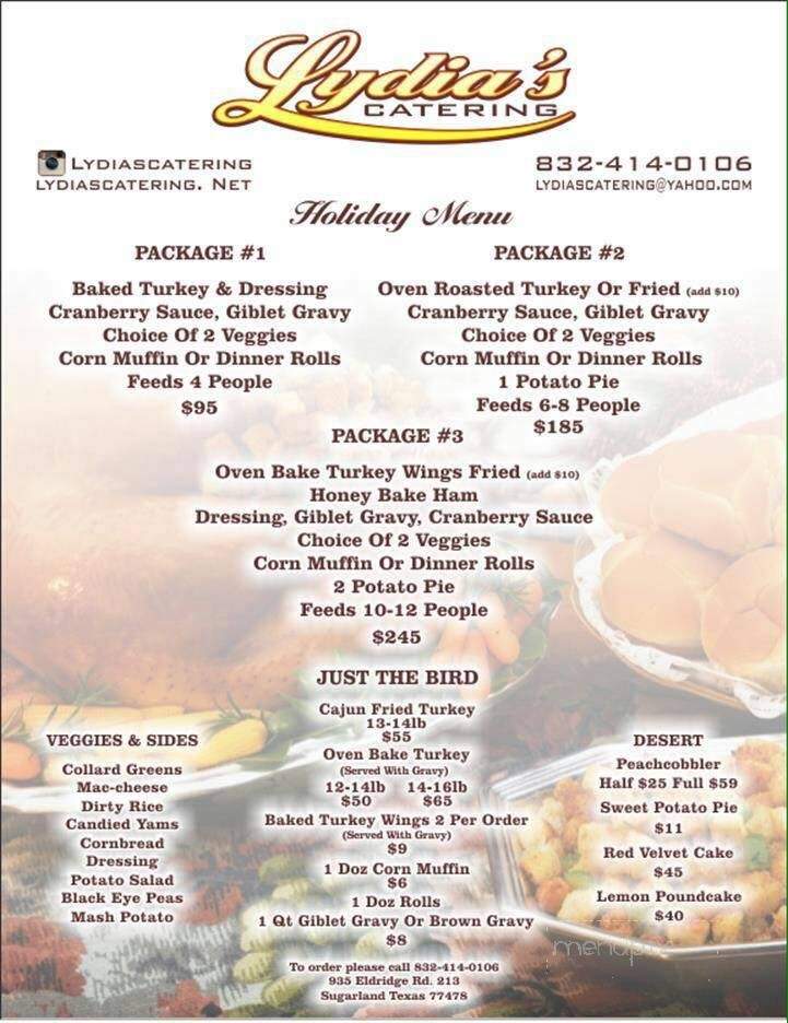 Lydia's Grill and Catering - Stafford, TX menu_pic