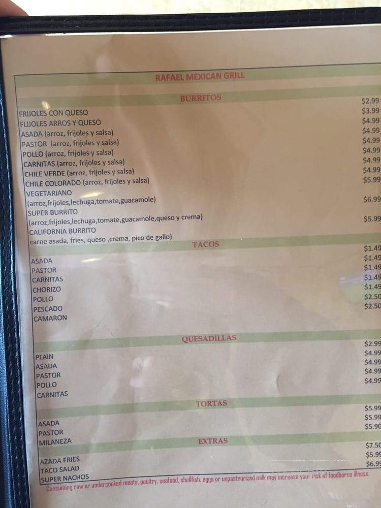 Rafael Mexican Grill - Salinas, CA menu_pic