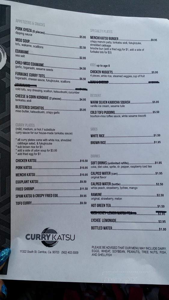 Curry Katsu - Cerritos, CA menu_pic