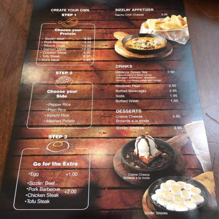 Sizzlin' Steak - Glendale, CA menu_pic