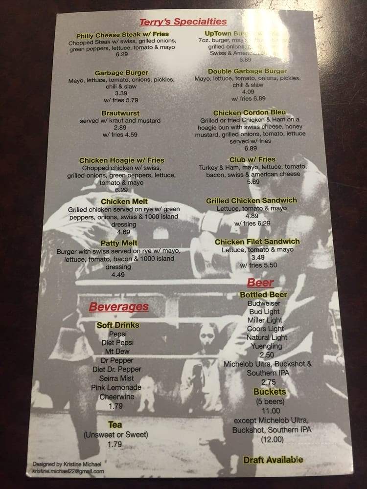 Terry's Sports Bar & Grill - Lexington, NC menu_pic