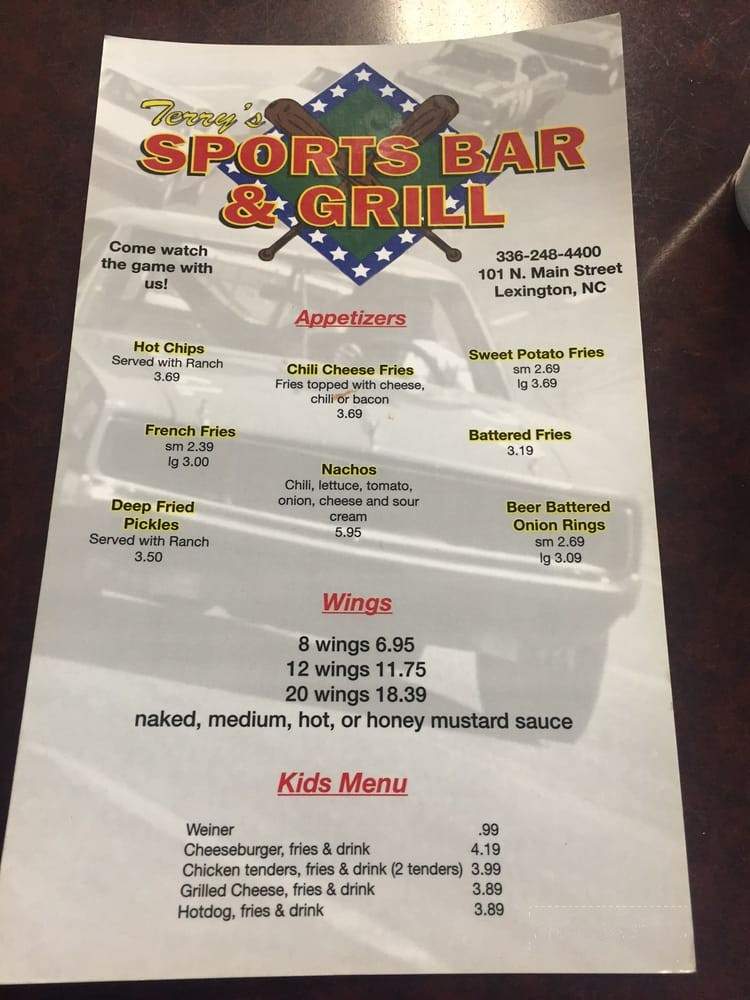 Terry's Sports Bar & Grill - Lexington, NC menu_pic