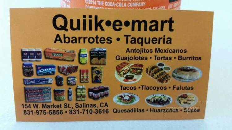 /28515719/Quiik-e-mart-Menu-Salinas-CA - Salinas, CA