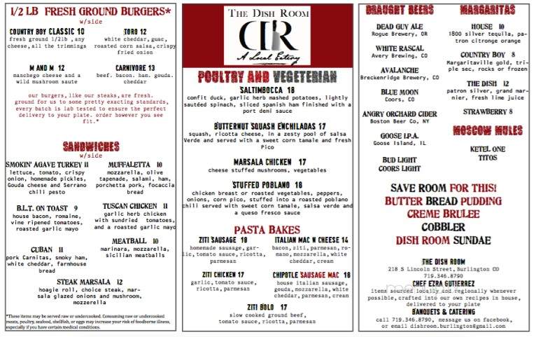 The Dish Room - Burlington, CO menu_pic