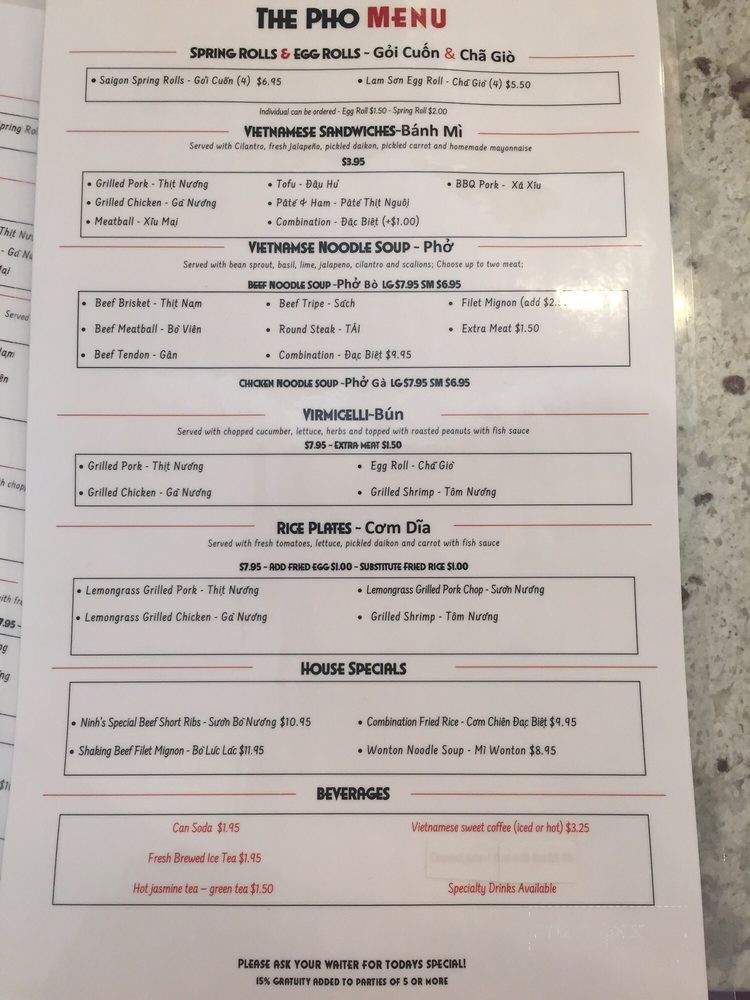 The Pho - Houston, TX menu_pic