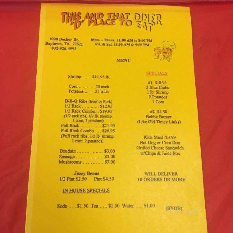 /28522399/This-and-That-Diner-Menu-Baytown-TX - Baytown, TX