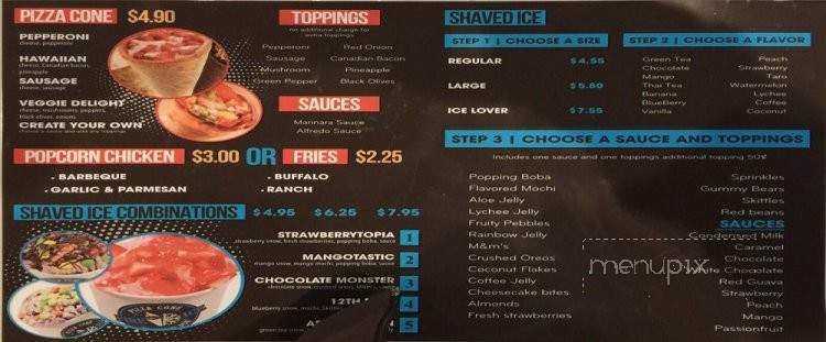 Fire and Ice Pizza Cone and Shaved Ice - Kent, WA menu_pic