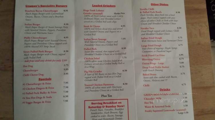 Grampy's Drive-In - Pittsburg, NH menu_pic
