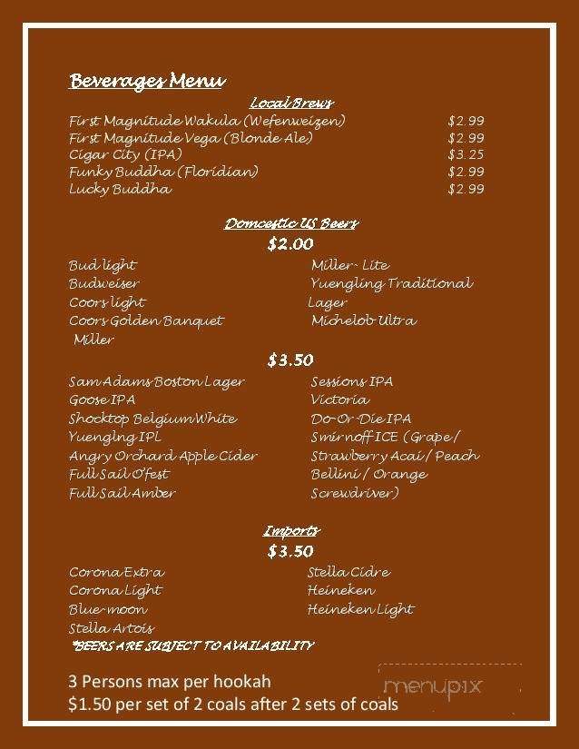 Euphoria Hookah Lounge - Gainesville, FL menu_pic