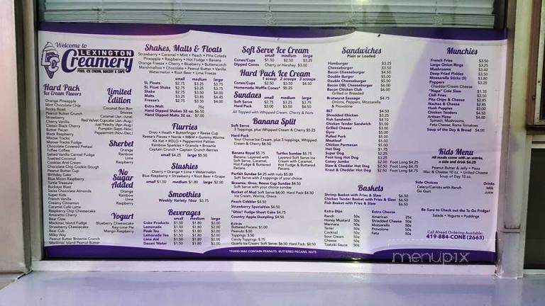 Lexington Creamery - Lexington, OH menu_pic