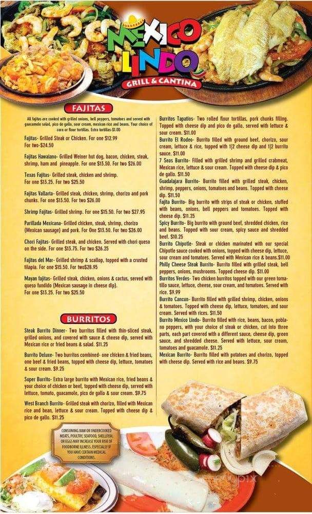 Mexico Lindo Grill & Cantina - West Branch, IA menu_pic