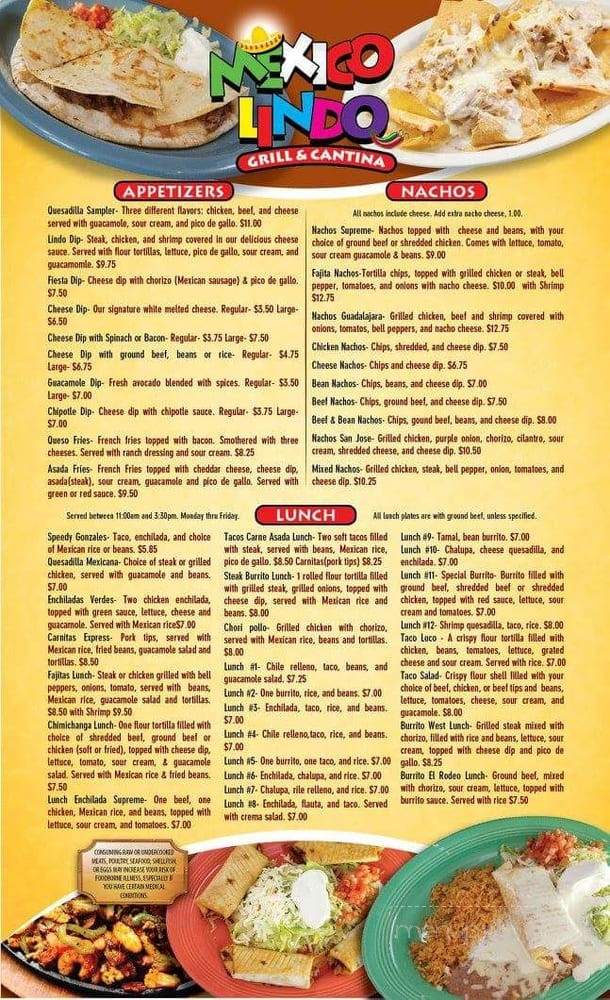 Mexico Lindo Grill & Cantina - West Branch, IA menu_pic
