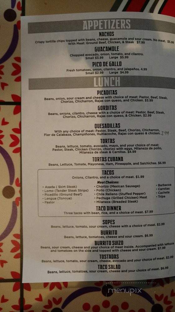 La Mexicana Market And Restaurant - Valparaiso, IN menu_pic