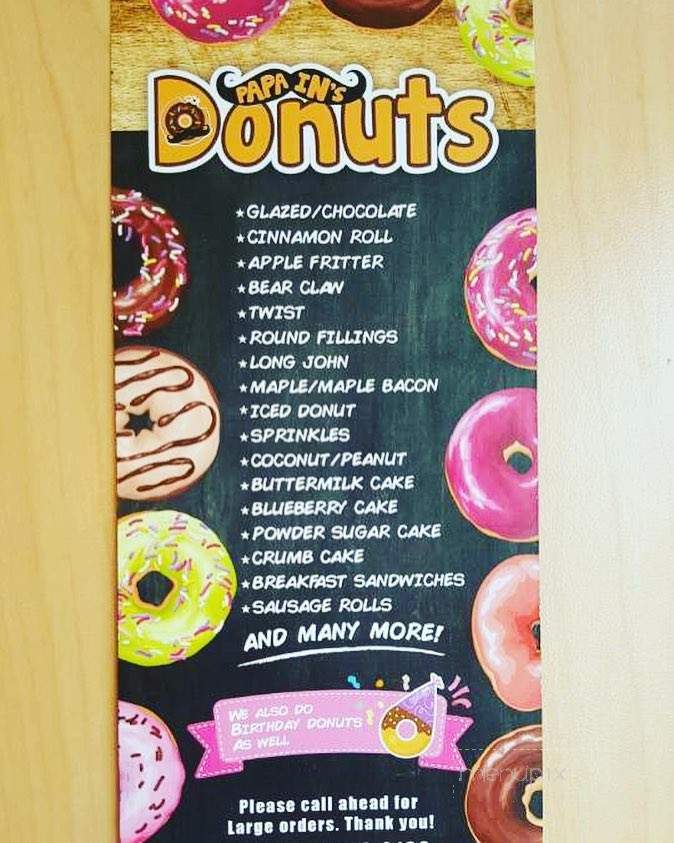 Papa In's Donuts - Mechanicsville, VA menu_pic