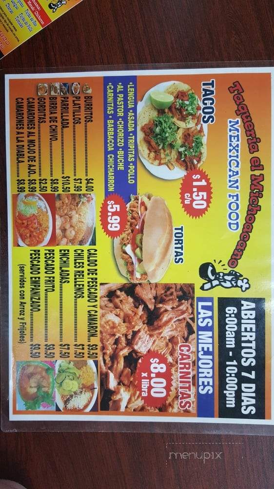 Taqueria El Michoacano - Fort Worth, TX menu_pic